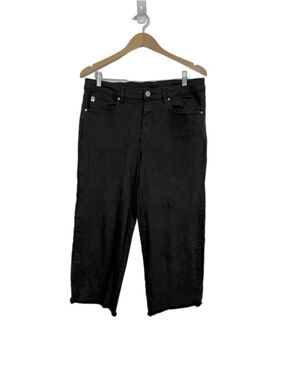 Belle by Kim Gravel Tripleluxe Crop Jeans 14 Black Raw Hem Stretch Comfort Boho
